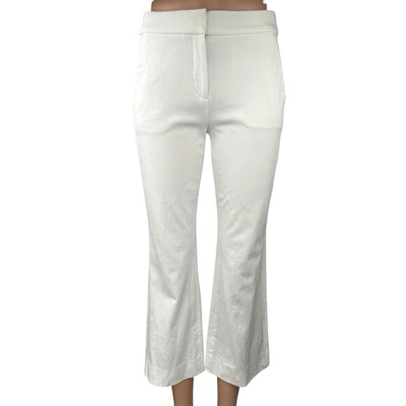 J.Crew Women's White Mid Rise Stretch Cropped Bootcut Flared Casual Pants Sz 00 - Picture 1 of 5